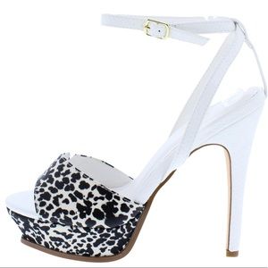 Black & White Sexy Kitty Animal Print Platform High Heel